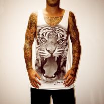 TIGER HEAD WHITE SINGLET