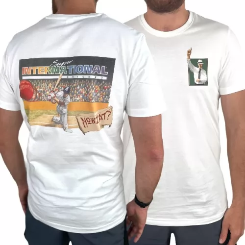 INTERNATIONAL CRICKET FRONT AND BACK WHITE TEE