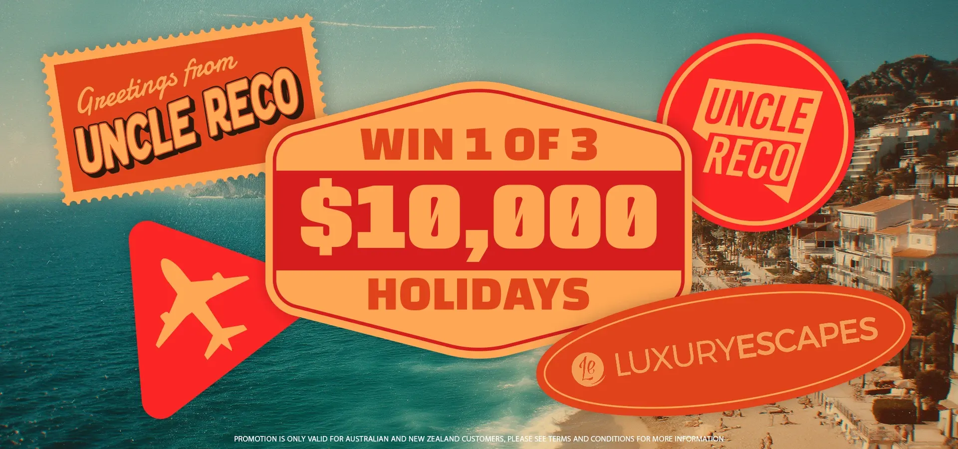 Uncle Reco Black Friday giveaway banner promoting a chance to win one of three $10,000 luxury holidays