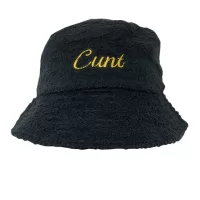 CURSIVE BLACK TERRY TOWEL BUCKET HAT