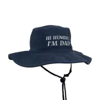 HI HUNGRY STONEWASHED NAVY WIDE BRIM HAT