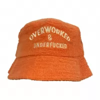 OVERWORKED ORANGE TERRY TOWEL BUCKET HAT