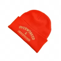 OVERWORKED HI VIS ORANGE BEANIE