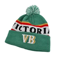 RETRO GREEN VB BEANIE WITH POM