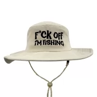 F OFF I'M FISHING NATURAL WIDE BRIM HAT