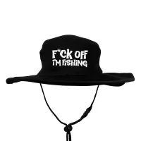 BLACK F OFF I'M FISHING WIDE BRIM HAT