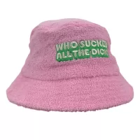 WHO SUCKED ALL THE D TERRY TOWEL BUCKET HAT