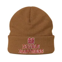 DOUBLE HAPPINESS BROWN BEANIE