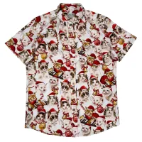 MEME CATS CHRISTMAS BUTTON UP SHIRT PRE ORDER