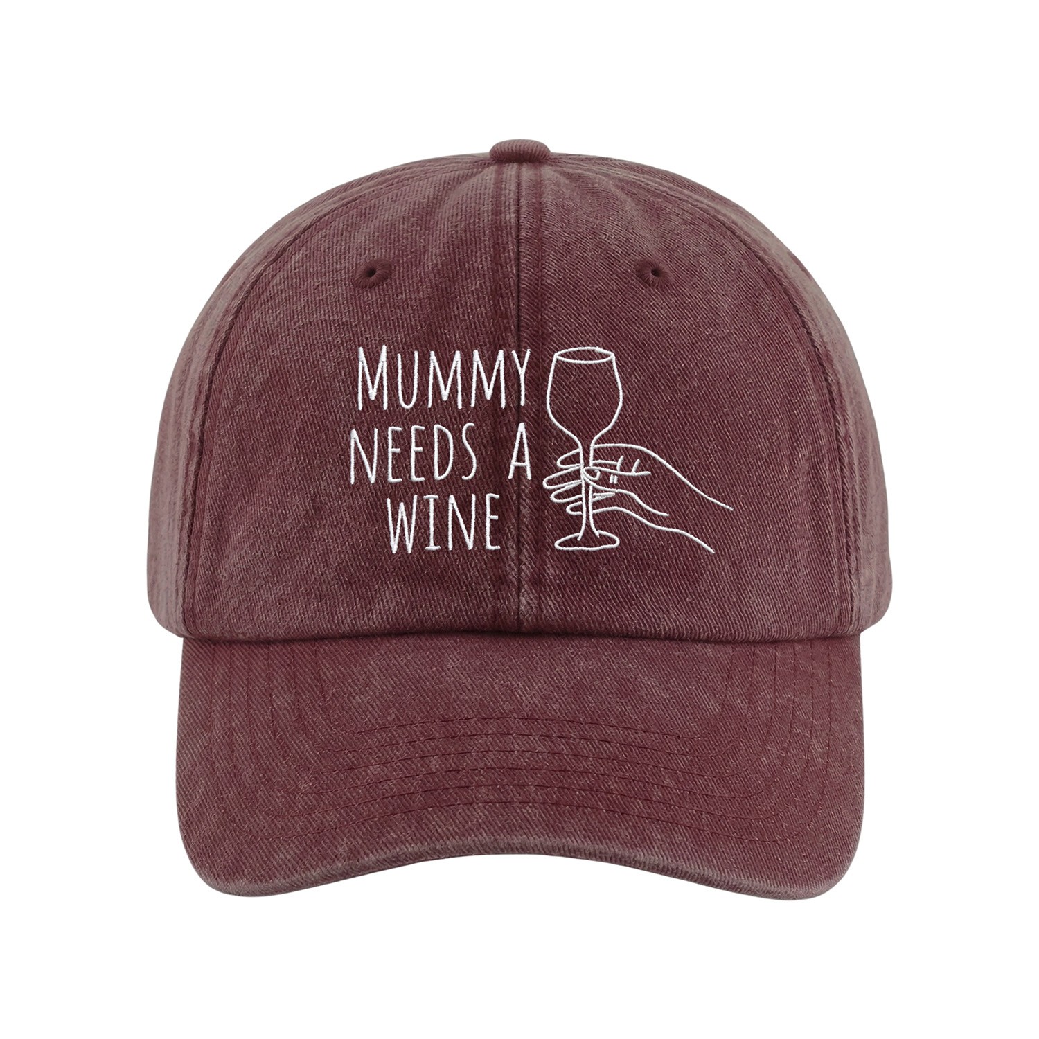 MUMMY NEED A WINE WASHED RED DAD HAT MUMMY NEED A WINE WASHED RED DAD HAT