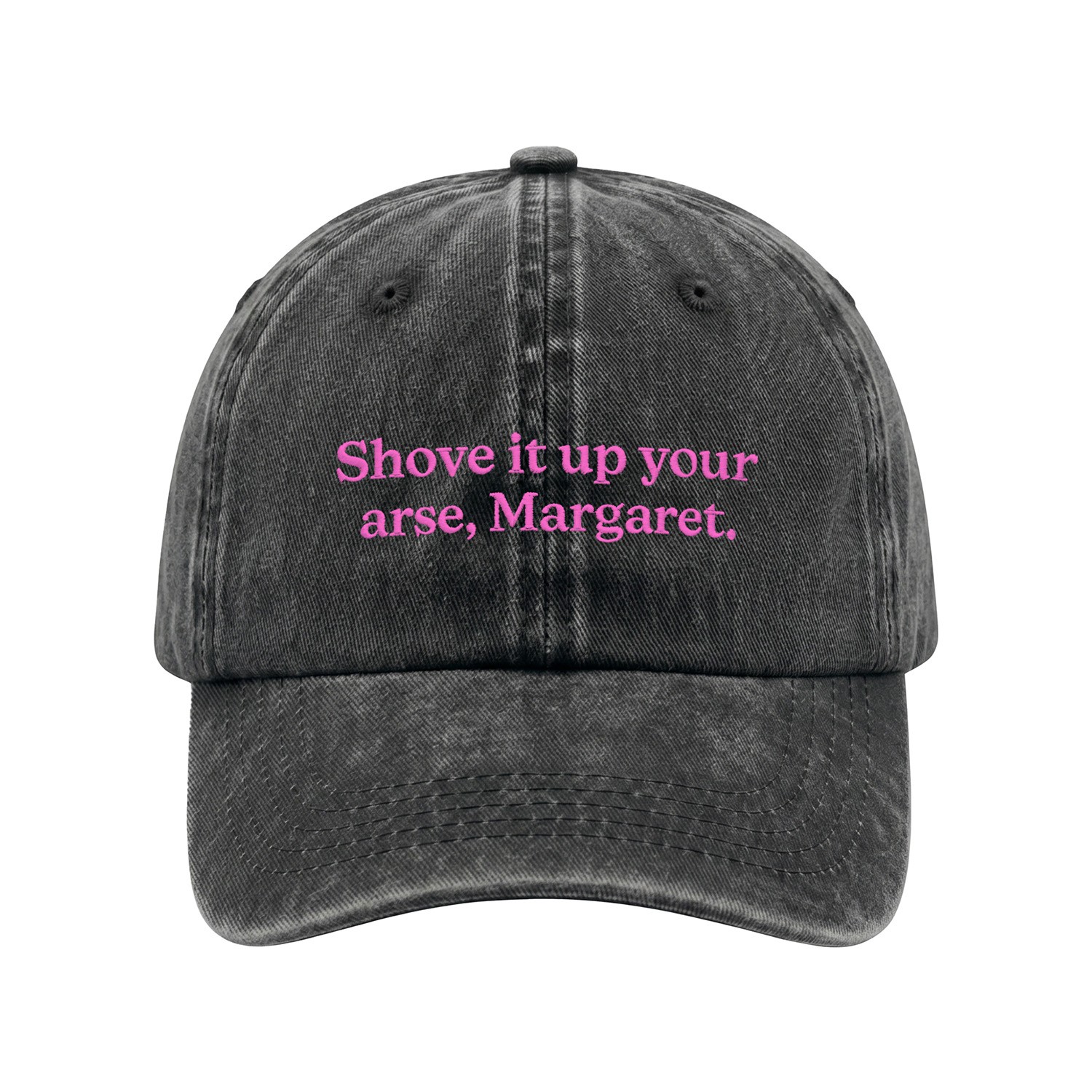 BLACK WASHED SHOVE IT MARGARET DAD HAT BLACK WASHED SHOVE IT MARGARET DAD HAT