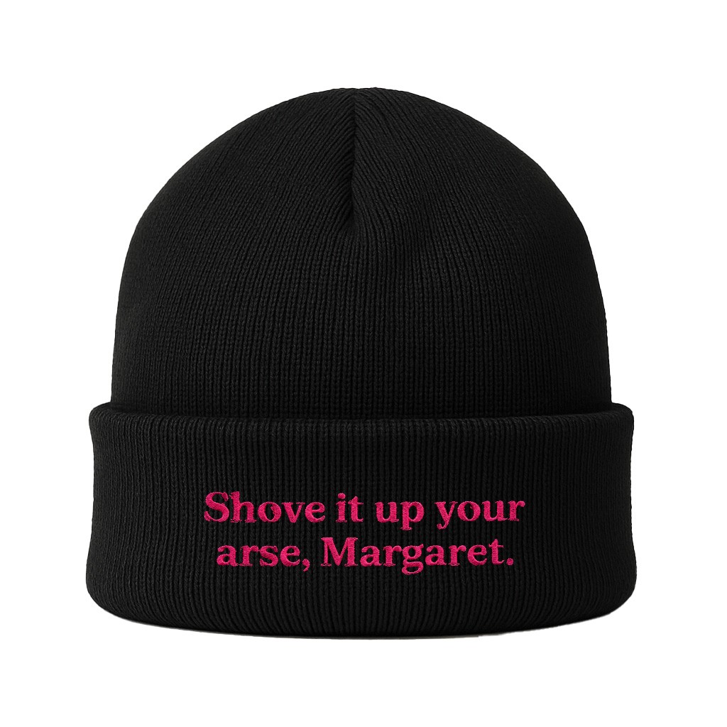 SHOVE IT MARGARET BLACK BEANIE SHOVE IT MARGARET BLACK BEANIE