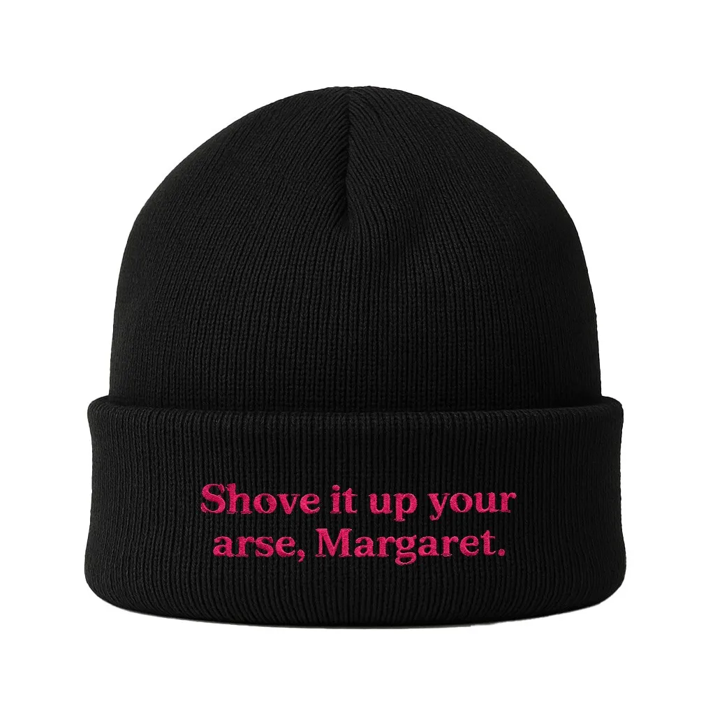 SHOVE IT MARGARET BLACK BEANIE