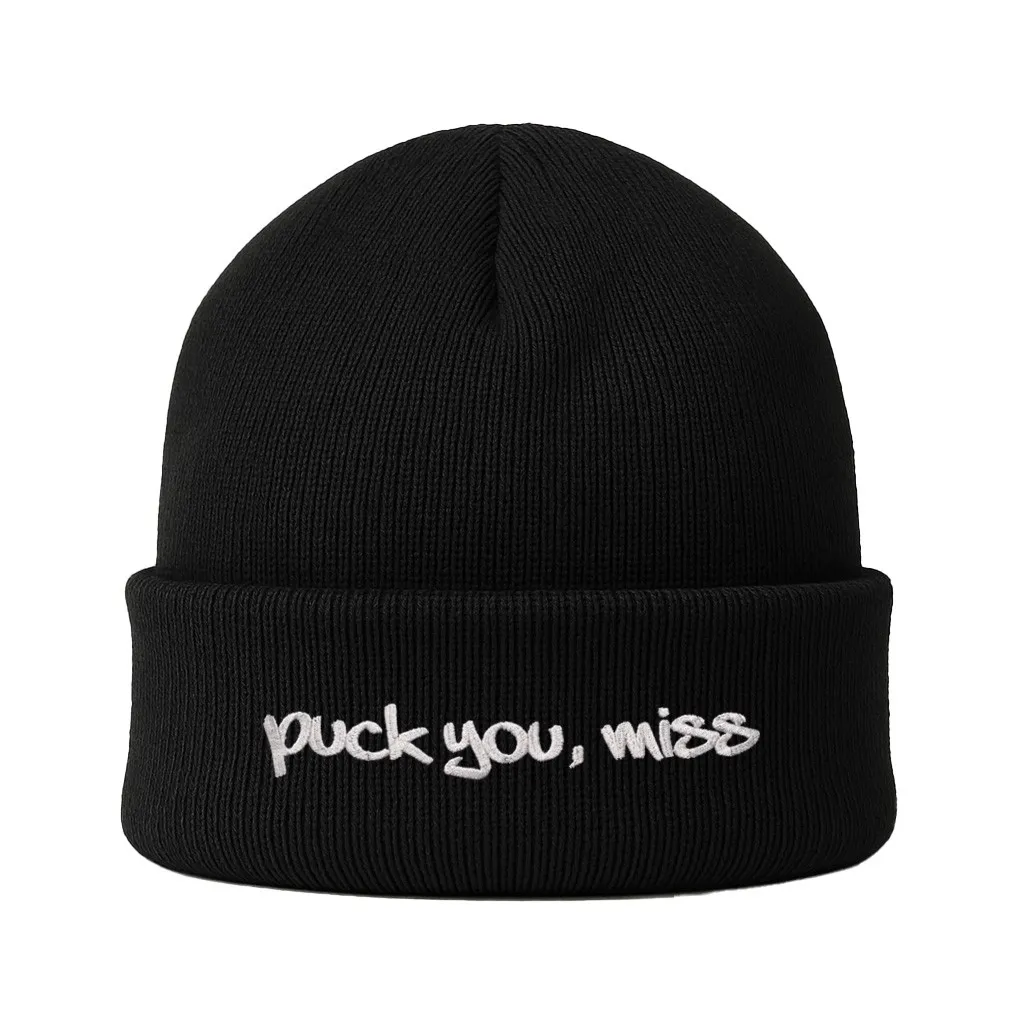 PUCK YOU MISS BLACK BEANIE
