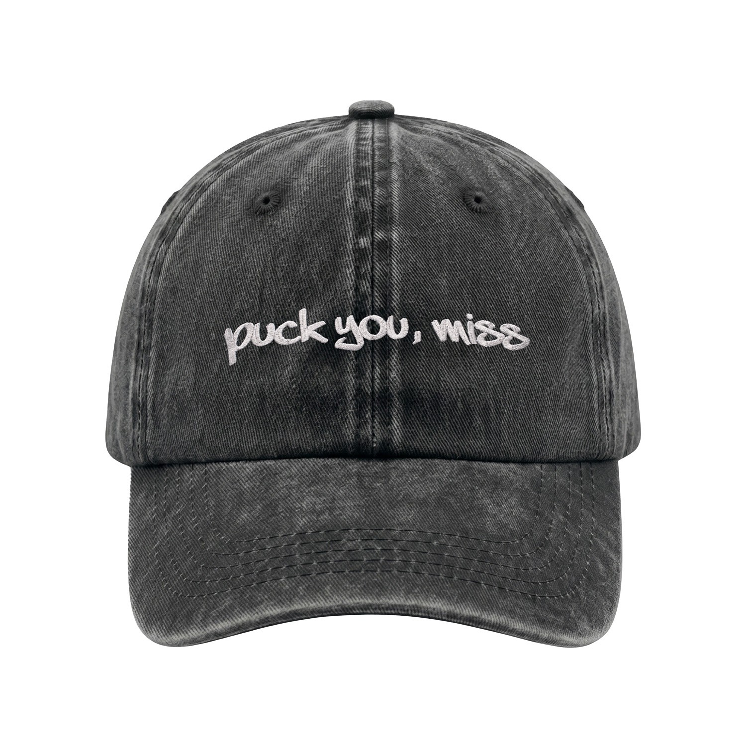 PUCK YOU MISS BLACK WASHED DAD HAT