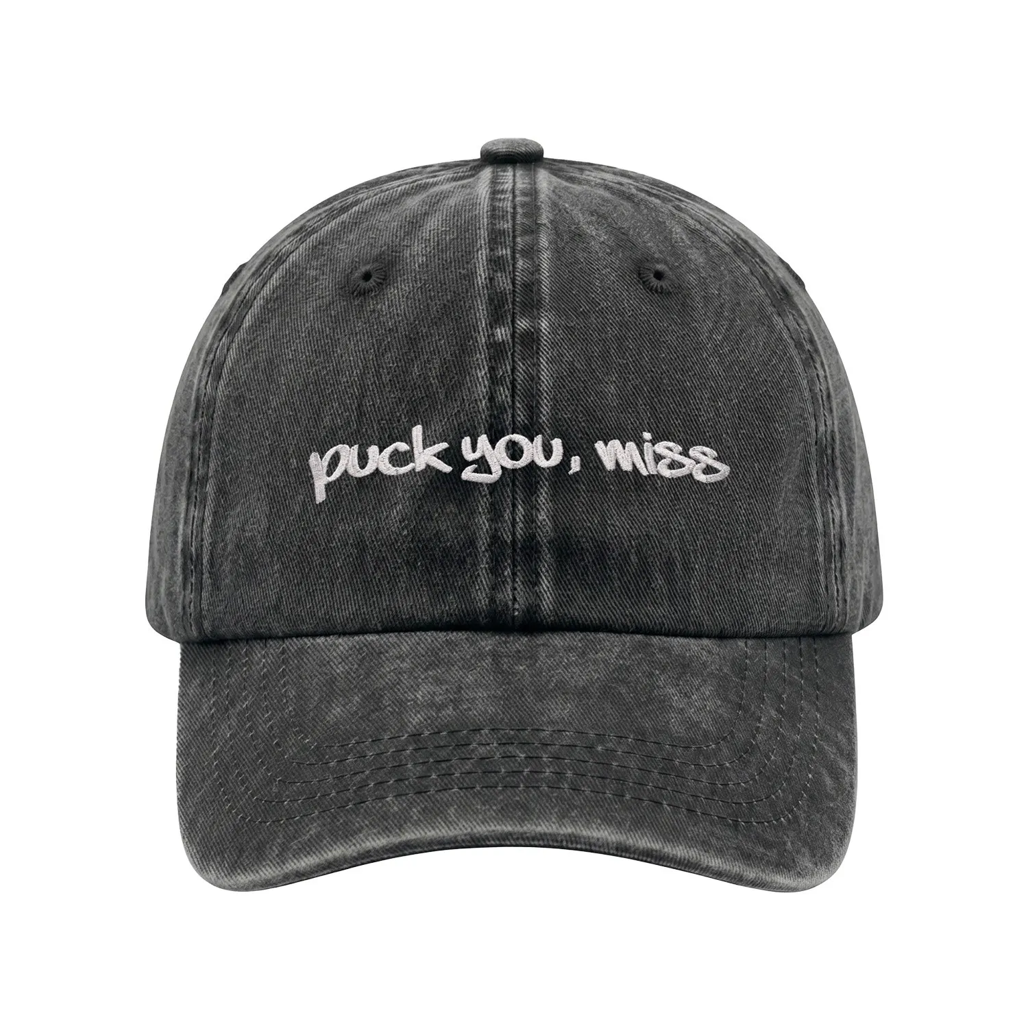 PUCK YOU MISS BLACK WASHED DAD HAT PUCK YOU MISS BLACK WASHED DAD HAT