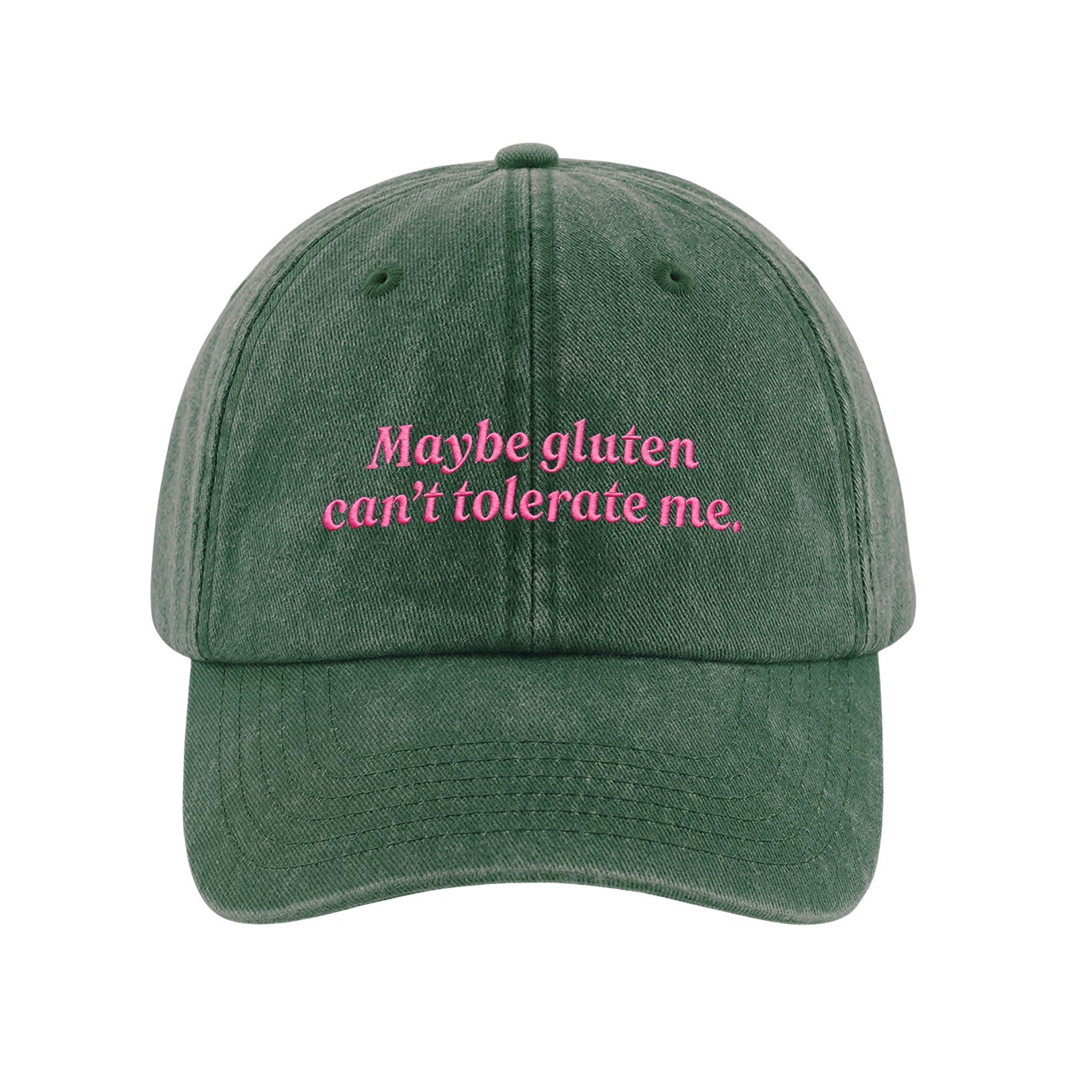 GLUTEN CAN'T TOLERATE ME WASHED GREEN DAD HAT