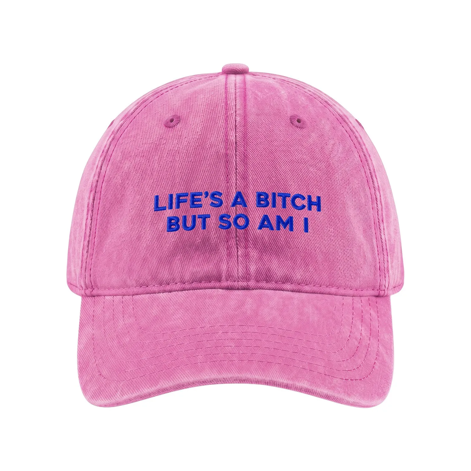 LIFES A BITCH PINK WASHED DAD HAT