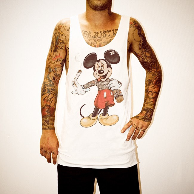 STONED MOUSE WHITE SINGLET