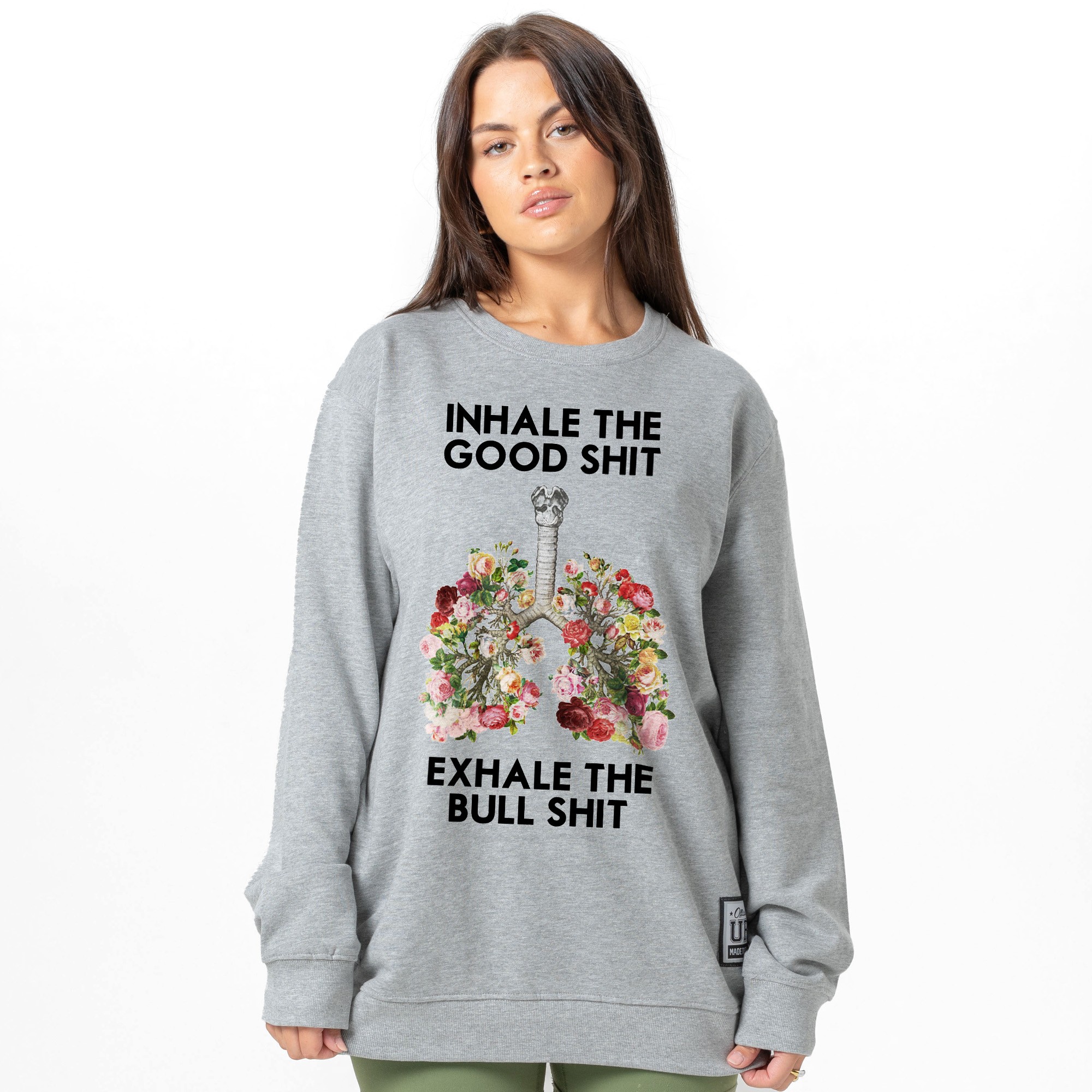 INHALE EXHALE MARBLE GREY CREW