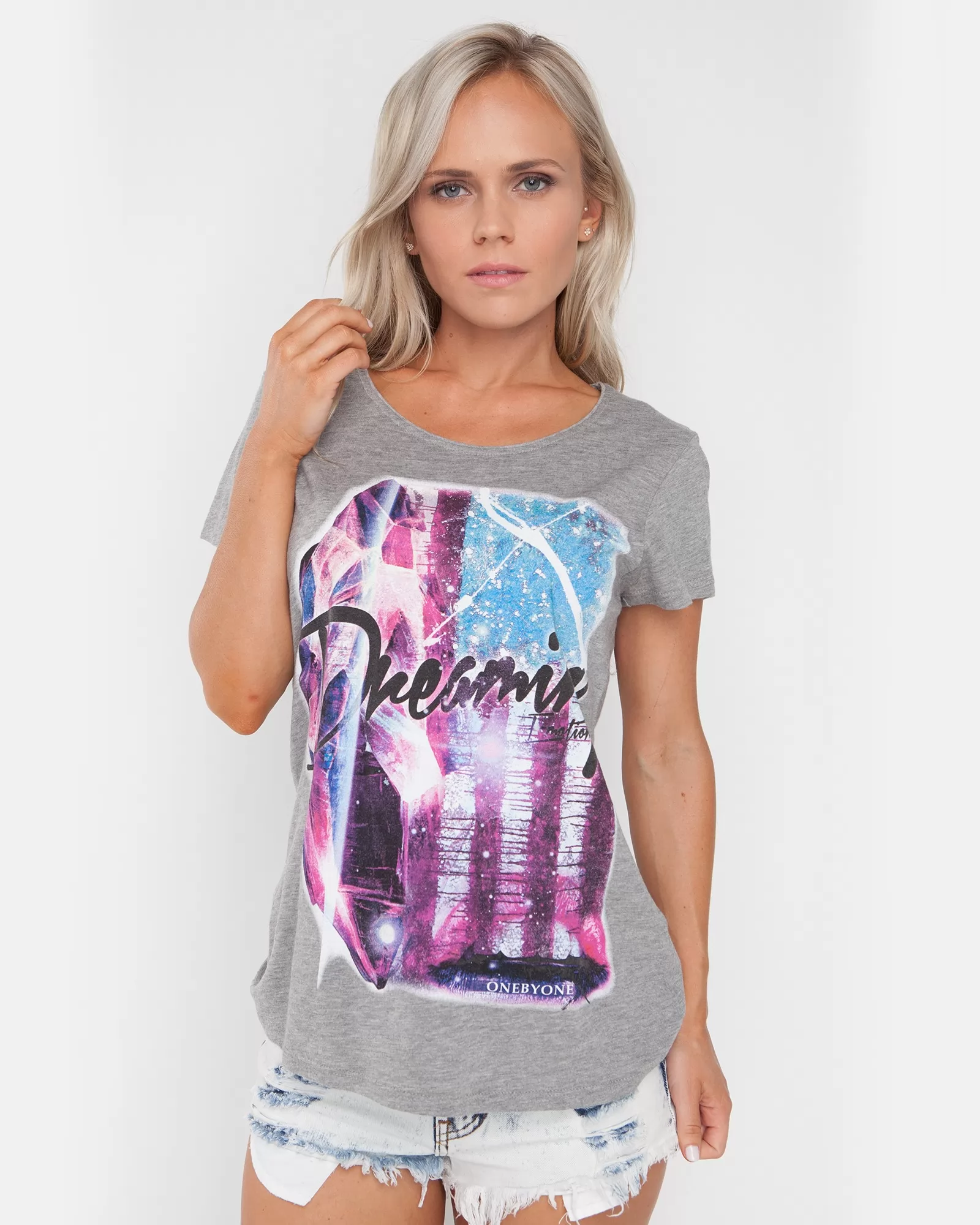 DREAMING EMOTION MARBLE GREY TEE