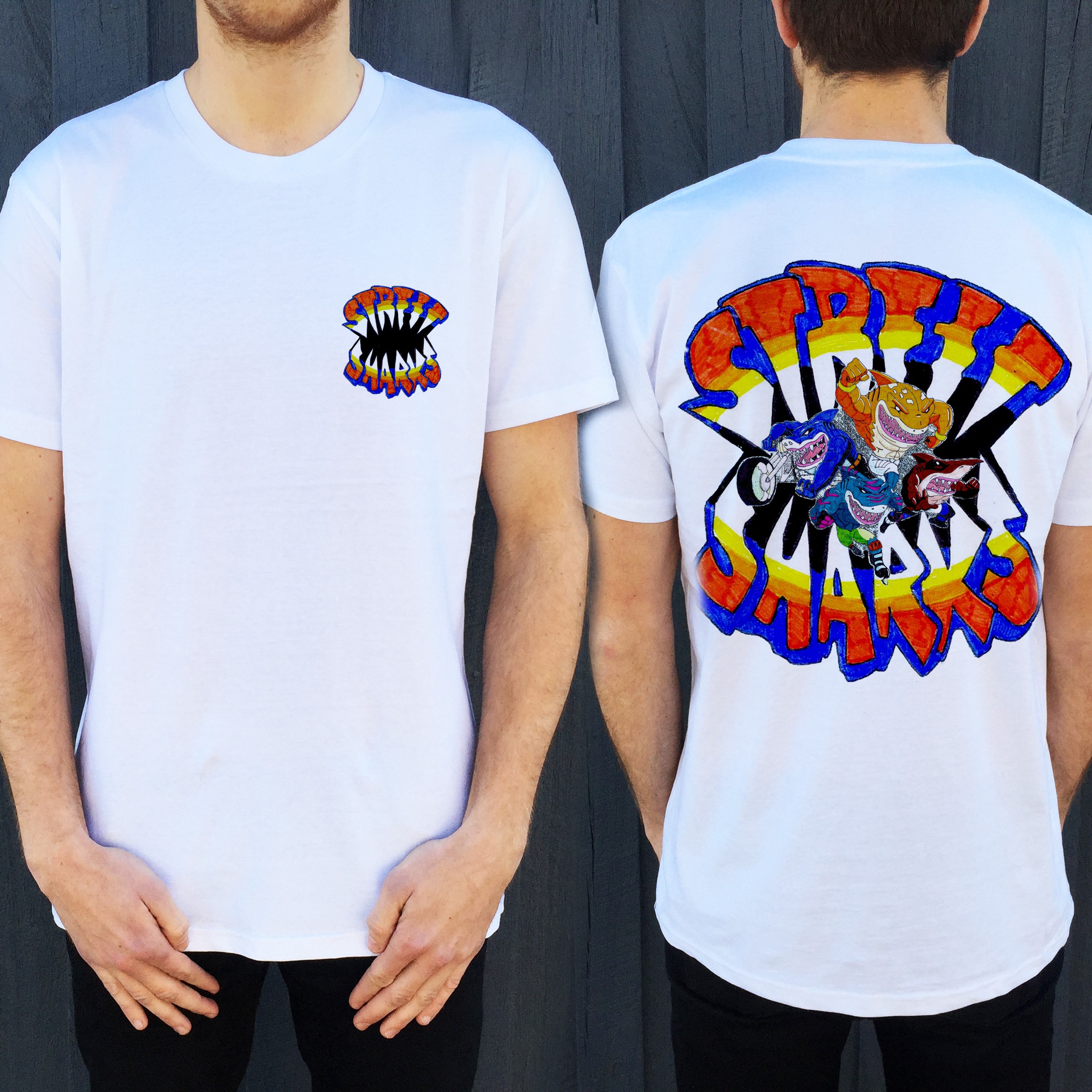 STREET SHARKS FRONT AND BACK TEE STREET SHARKS FRONT AND BACK TEE