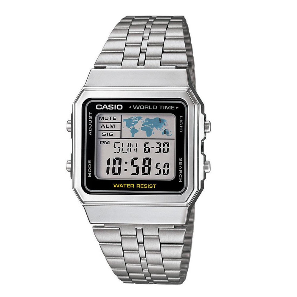VINTAGE CASIO WORLD TIME SILVER VINTAGE CASIO WORLD TIME SILVER