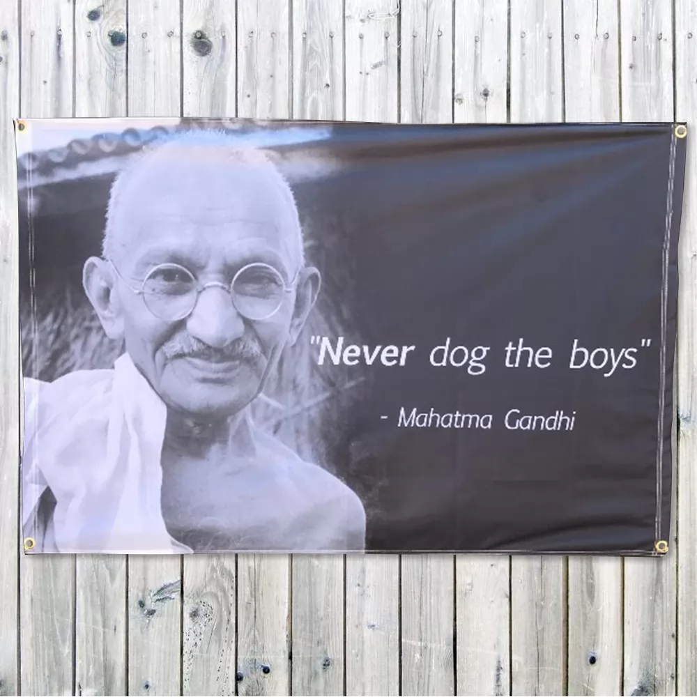 GANDHI NEVER DOG THE BOYS WALL HANGING 1200 X 800MM GANDHI NEVER DOG THE BOYS WALL HANGING 1200 X 800MM