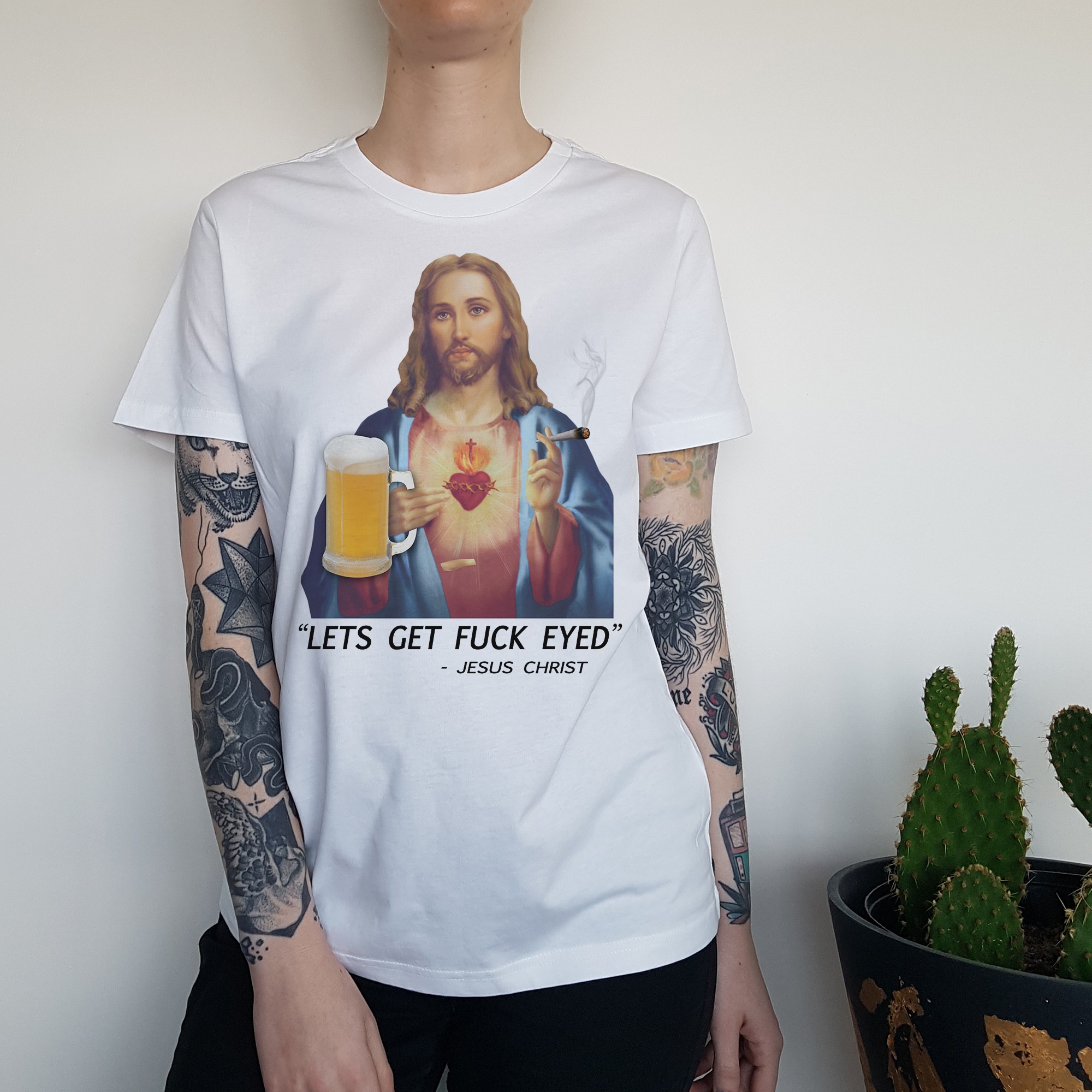 WOMENS DRUNK CHRIST TEE, Womens Drunk Christ T-Shirt