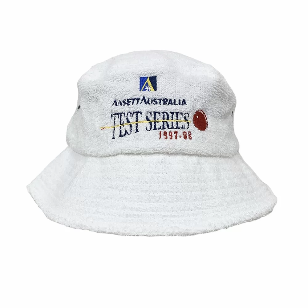 VINTAGE TEST SERIES WHITE TERRY TOWEL BUCKET HAT VINTAGE TEST SERIES WHITE TERRY TOWEL BUCKET HAT