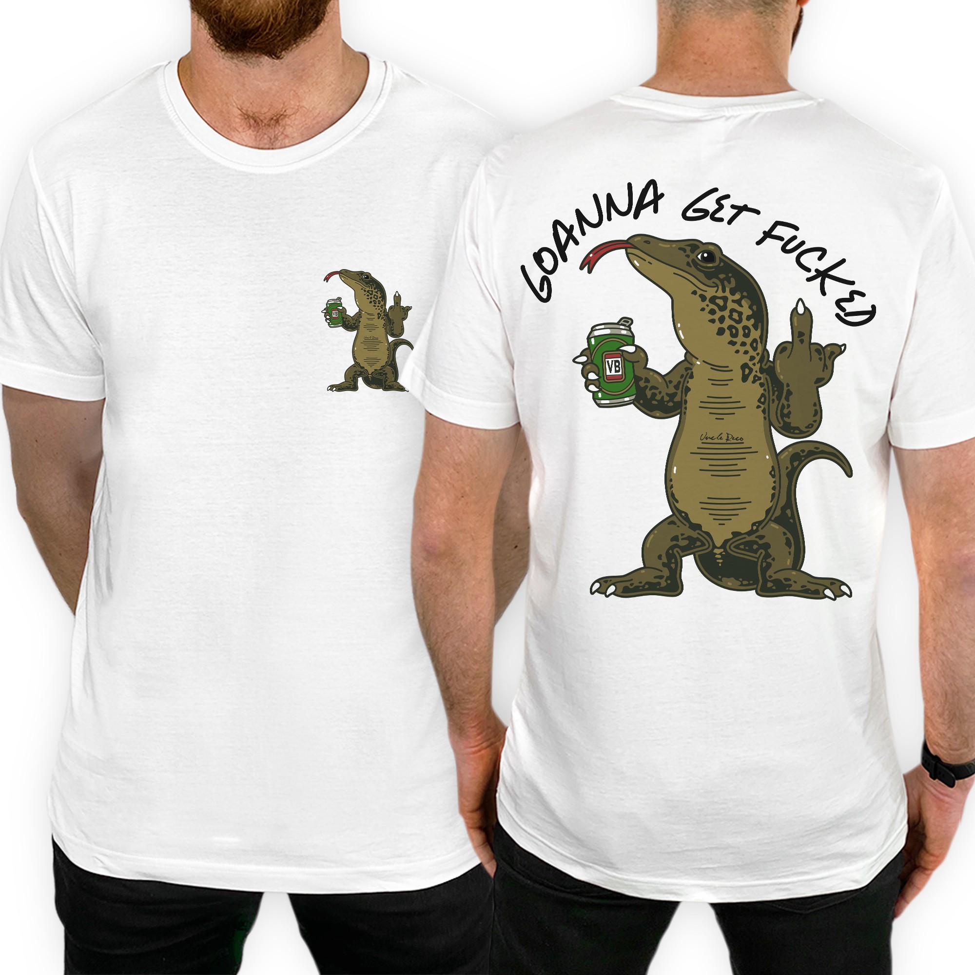 GOANNA FRONT AND BACK WHITE TEE