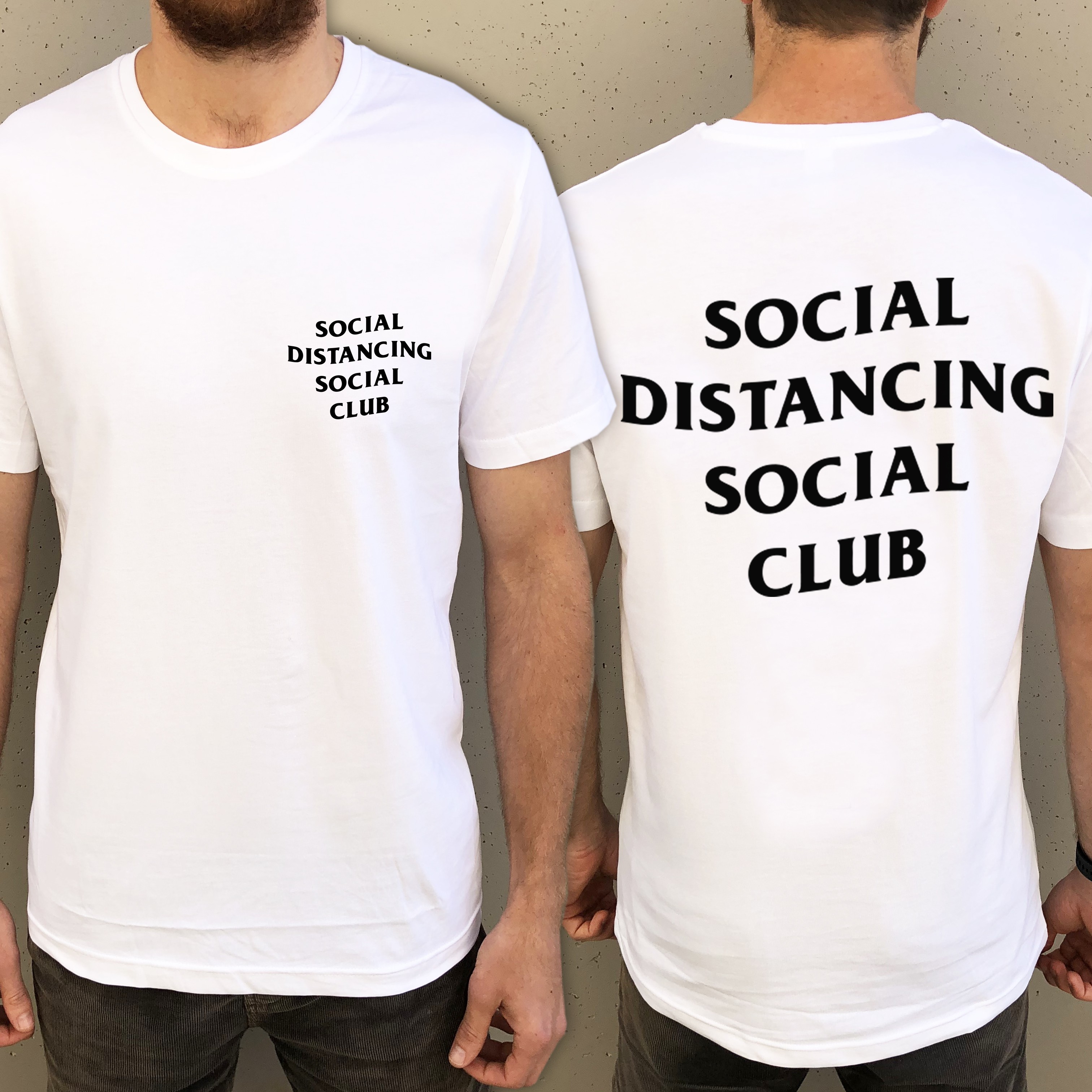 BLACK LOGO SOCIAL DISTANCING FRONT AND BACK TEE