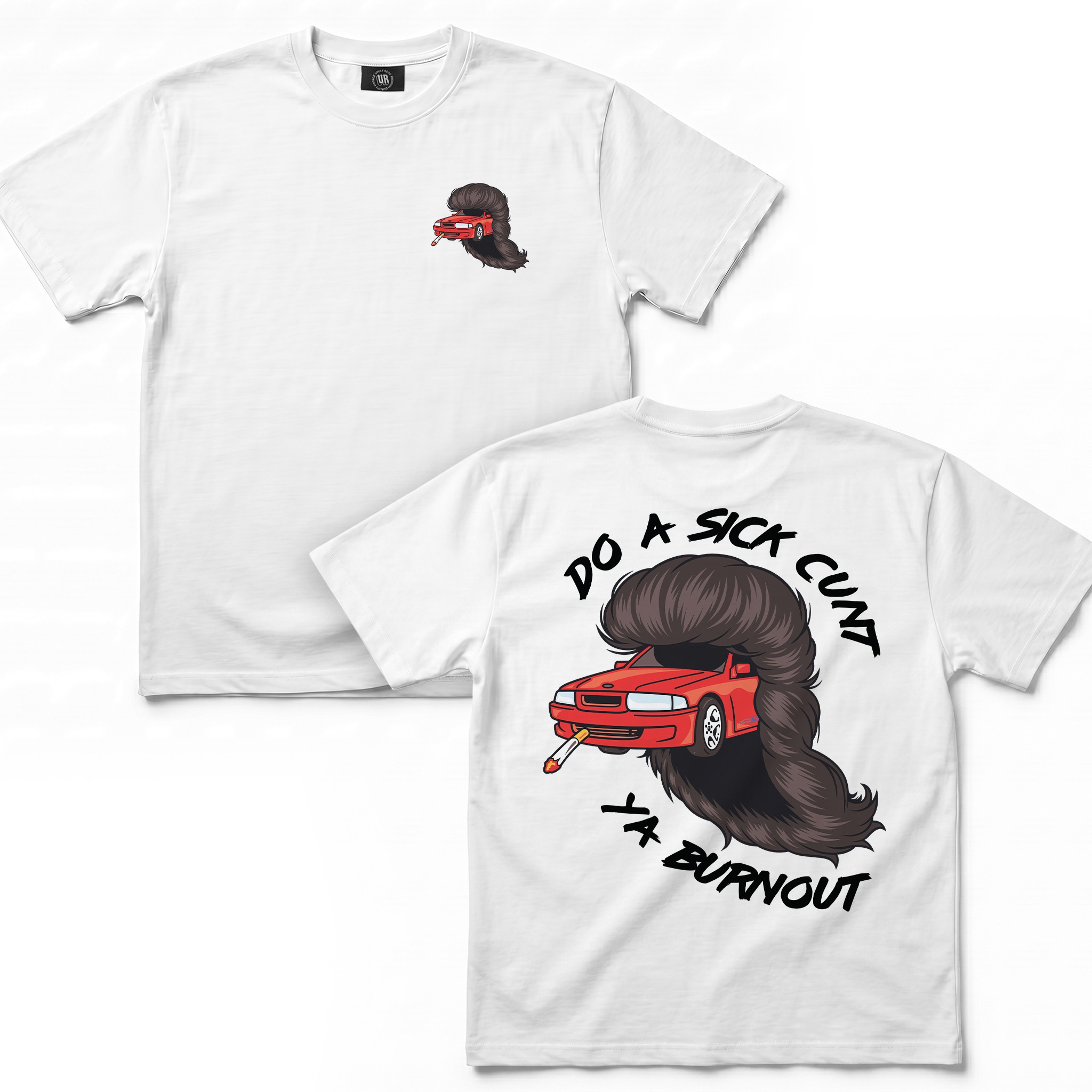 BURNOUT FRONT AND BACK WHITE TEE BURNOUT FRONT AND BACK WHITE TEE