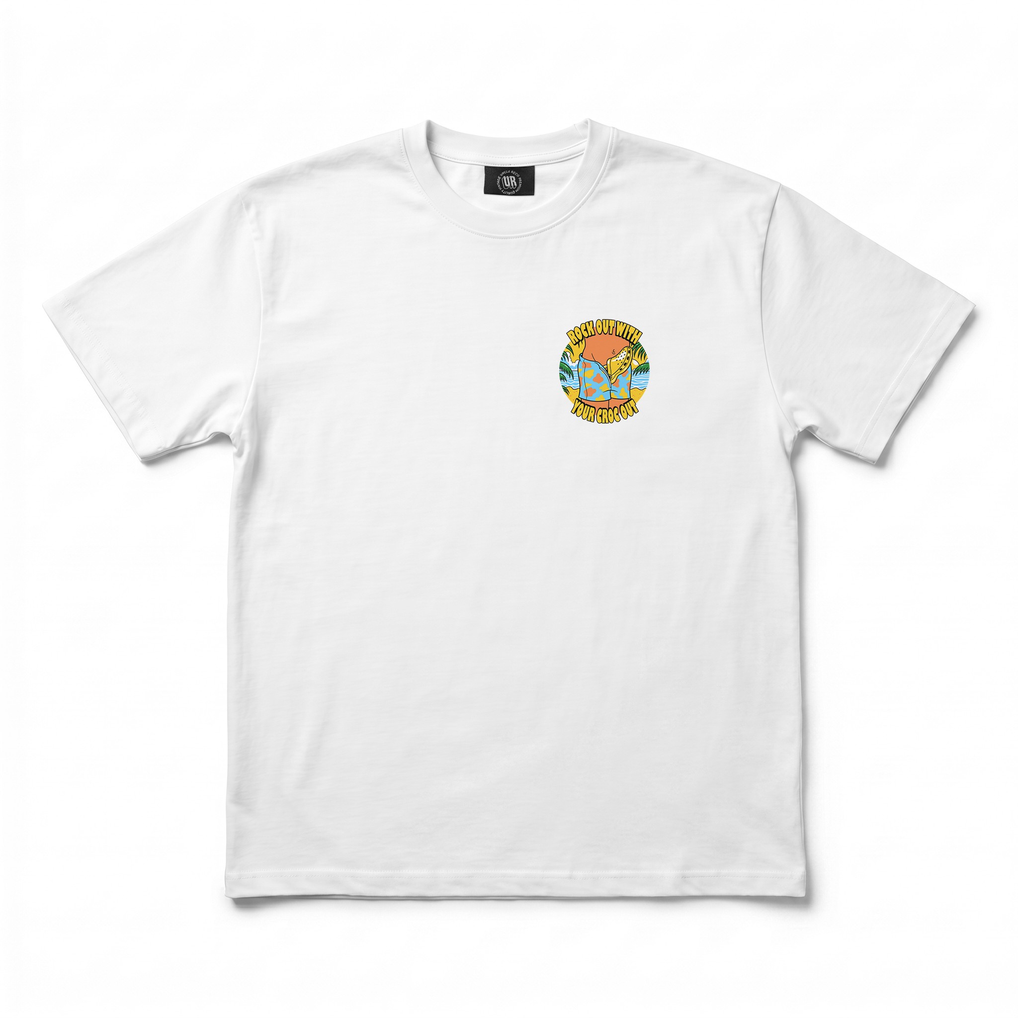ROCK OUT WITH YOUR CROC OUT FRONT AND BACK WHITE TEE