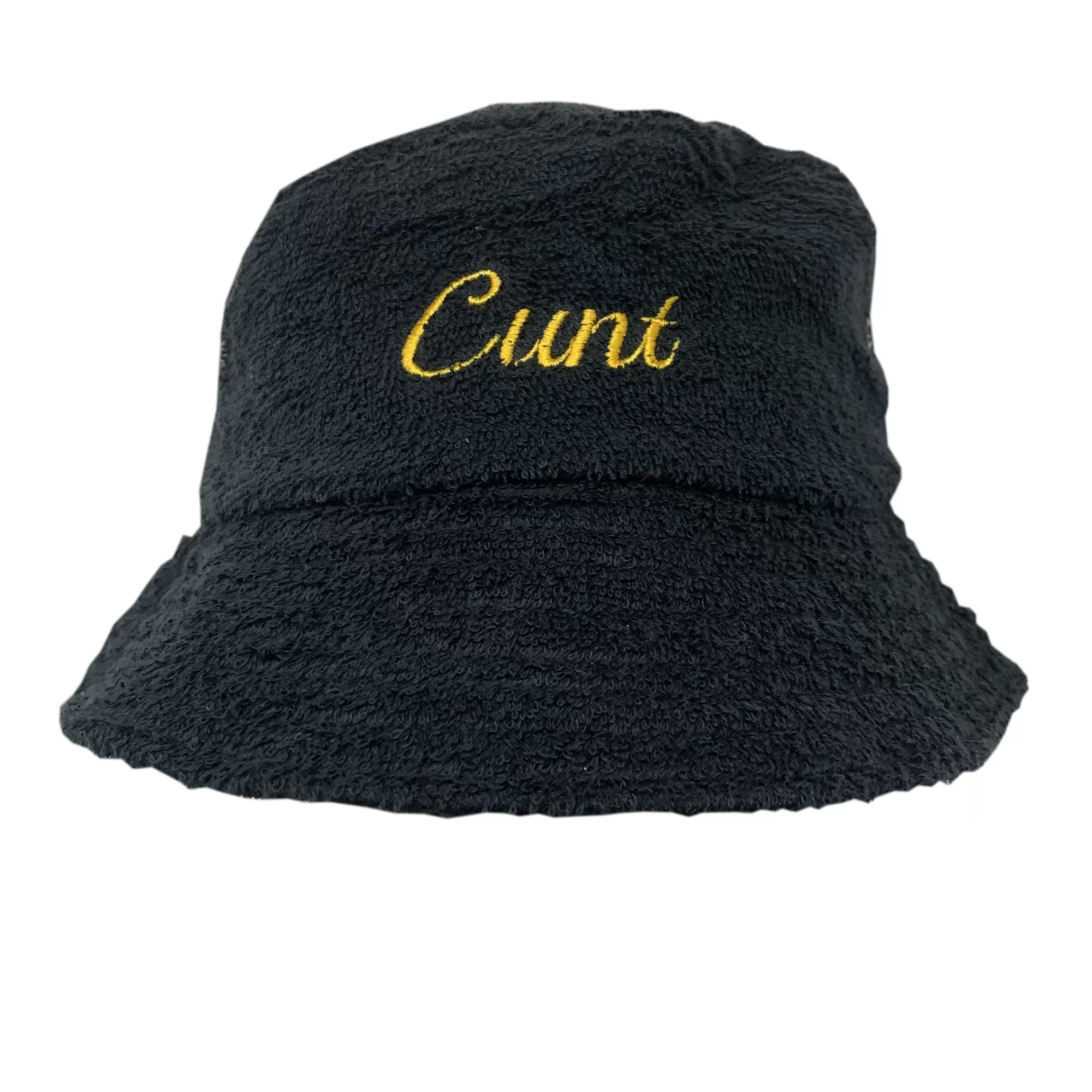 CURSIVE BLACK TERRY TOWEL BUCKET HAT CURSIVE BLACK TERRY TOWEL BUCKET HAT