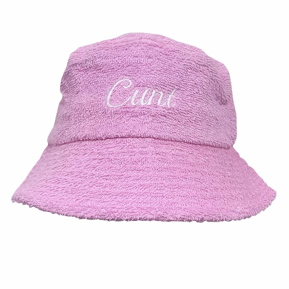 CURSIVE PINK TERRY TOWEL BUCKET HAT CURSIVE PINK TERRY TOWEL BUCKET HAT