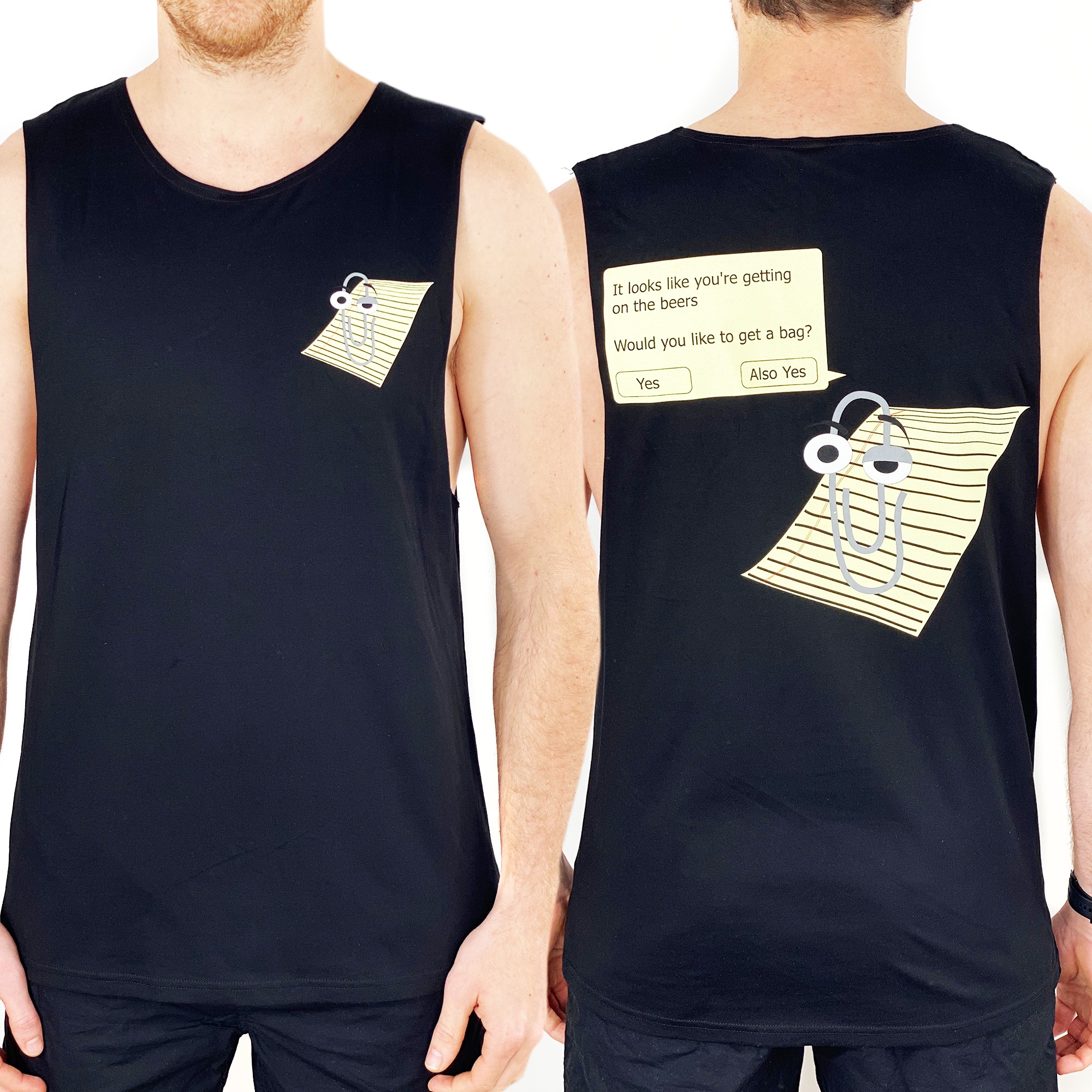 CLIPPY FRONT AND BACK BLACK TANK