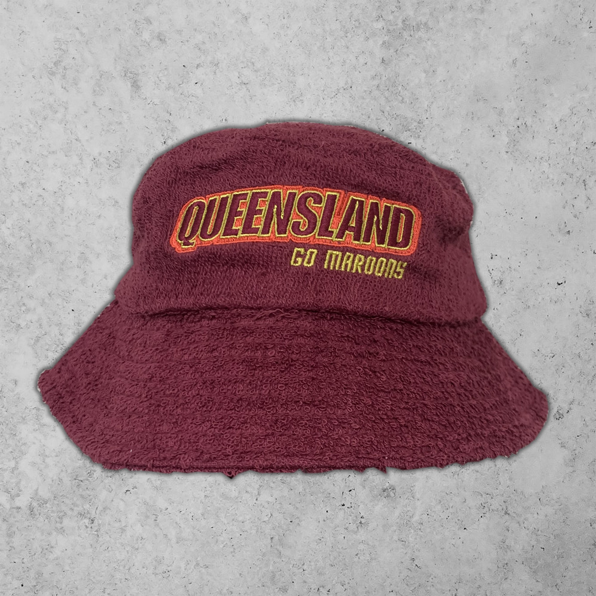 Queensland Maroon Terry Towel Bucket Hat Uncle Reco