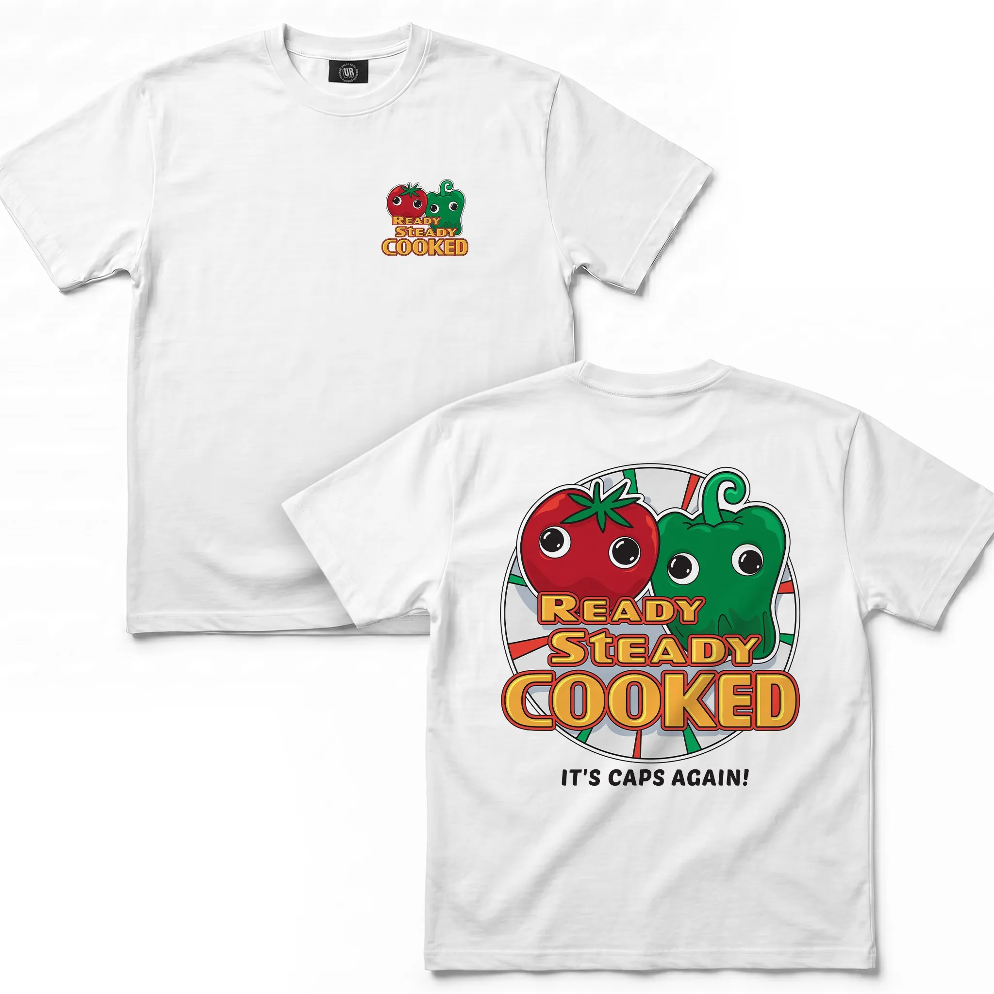 IT'S CAPS AGAIN FRONT AND BACK WHITE TEE IT'S CAPS AGAIN FRONT AND BACK WHITE TEE