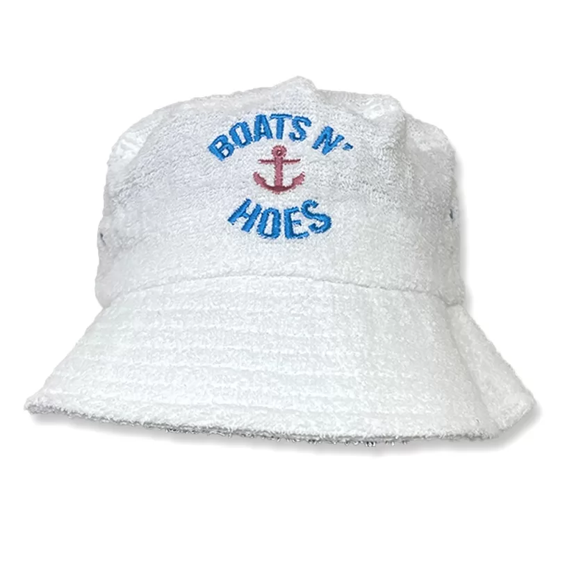 WHITE BOATS N HOES TERRY TOWEL BUCKET HAT WHITE BOATS N HOES TERRY TOWEL BUCKET HAT