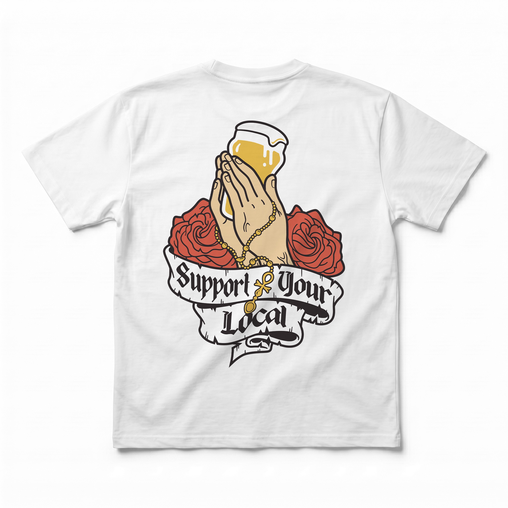 SUPPORT YOUR LOCAL FRONT AND BACK WHITE TEE