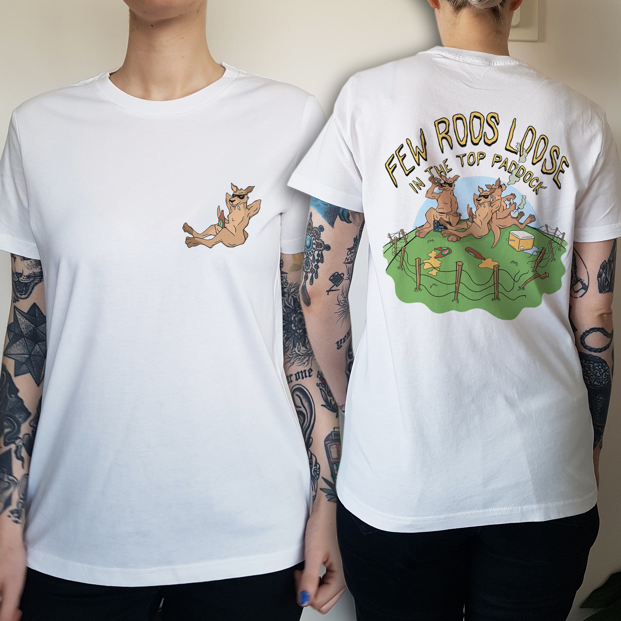 WOMENS FEW ROOS FRONT AND BACK WHITE TEE