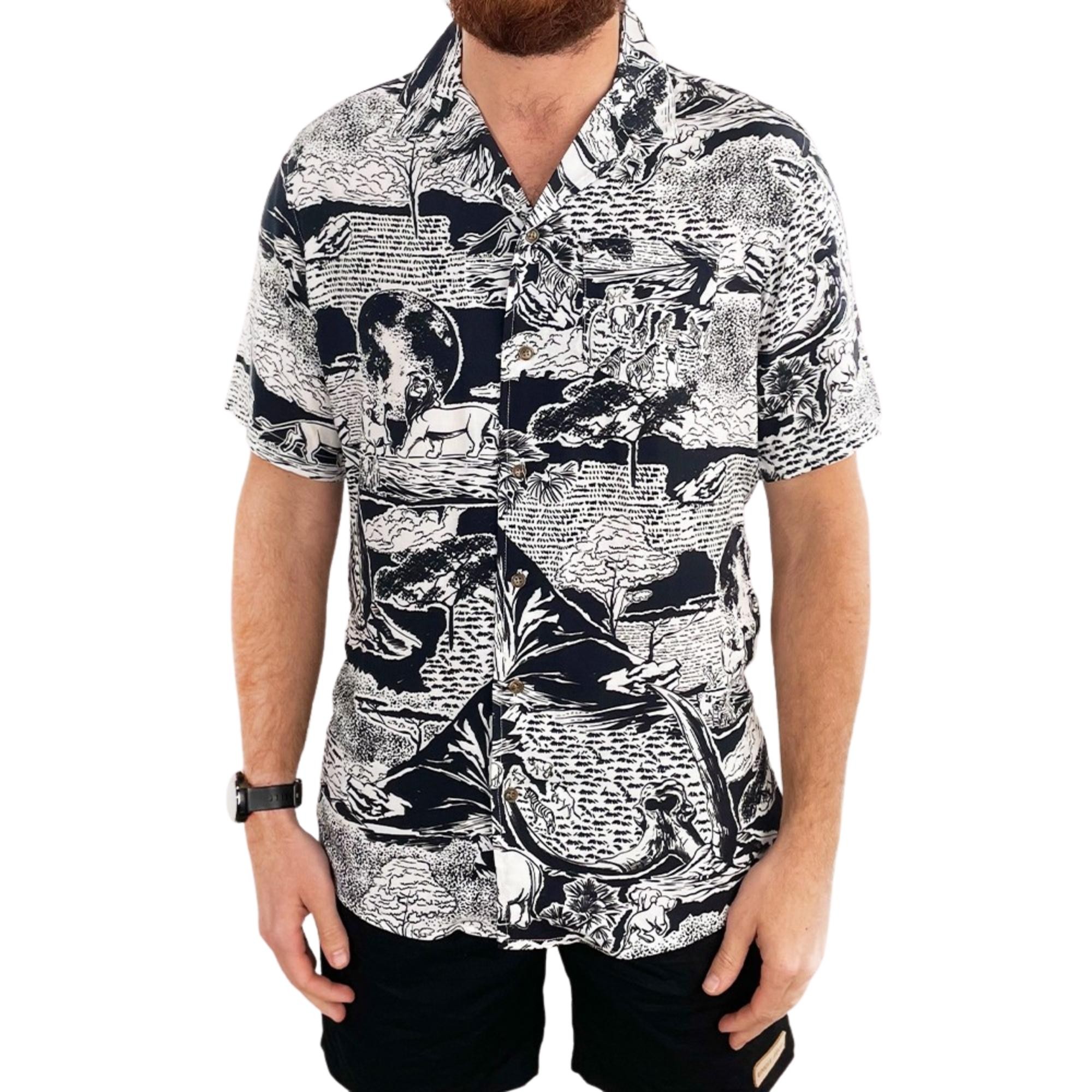 Lion King Black And White Hawaiian Vacation Shirt Uncle Reco