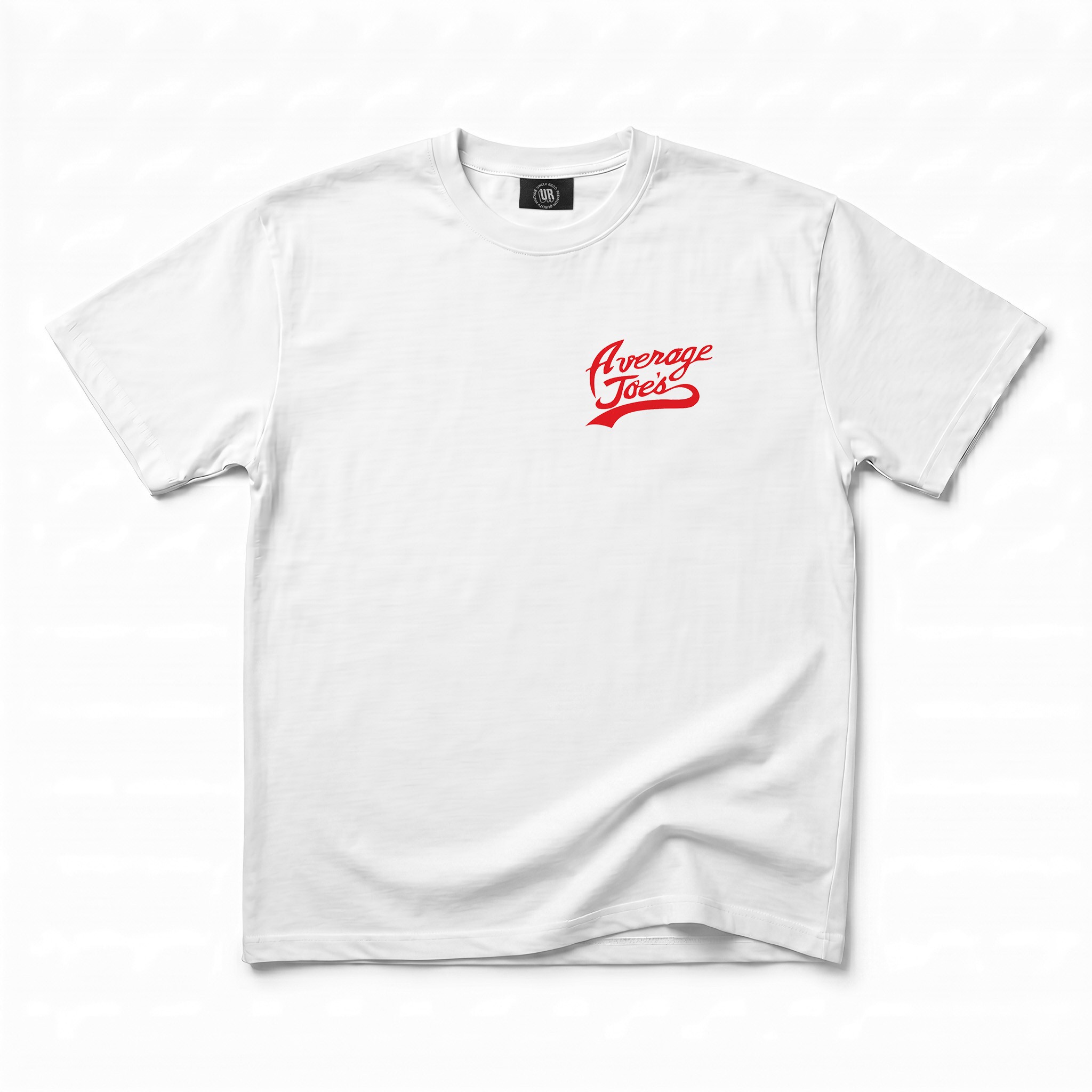 AVERAGE JOES FRONT AND BACK WHITE TEE