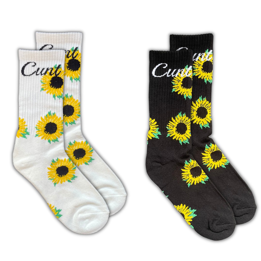 2 PACK SUNFLOWER CURSIVE SOCKS 2 PACK SUNFLOWER CURSIVE SOCKS