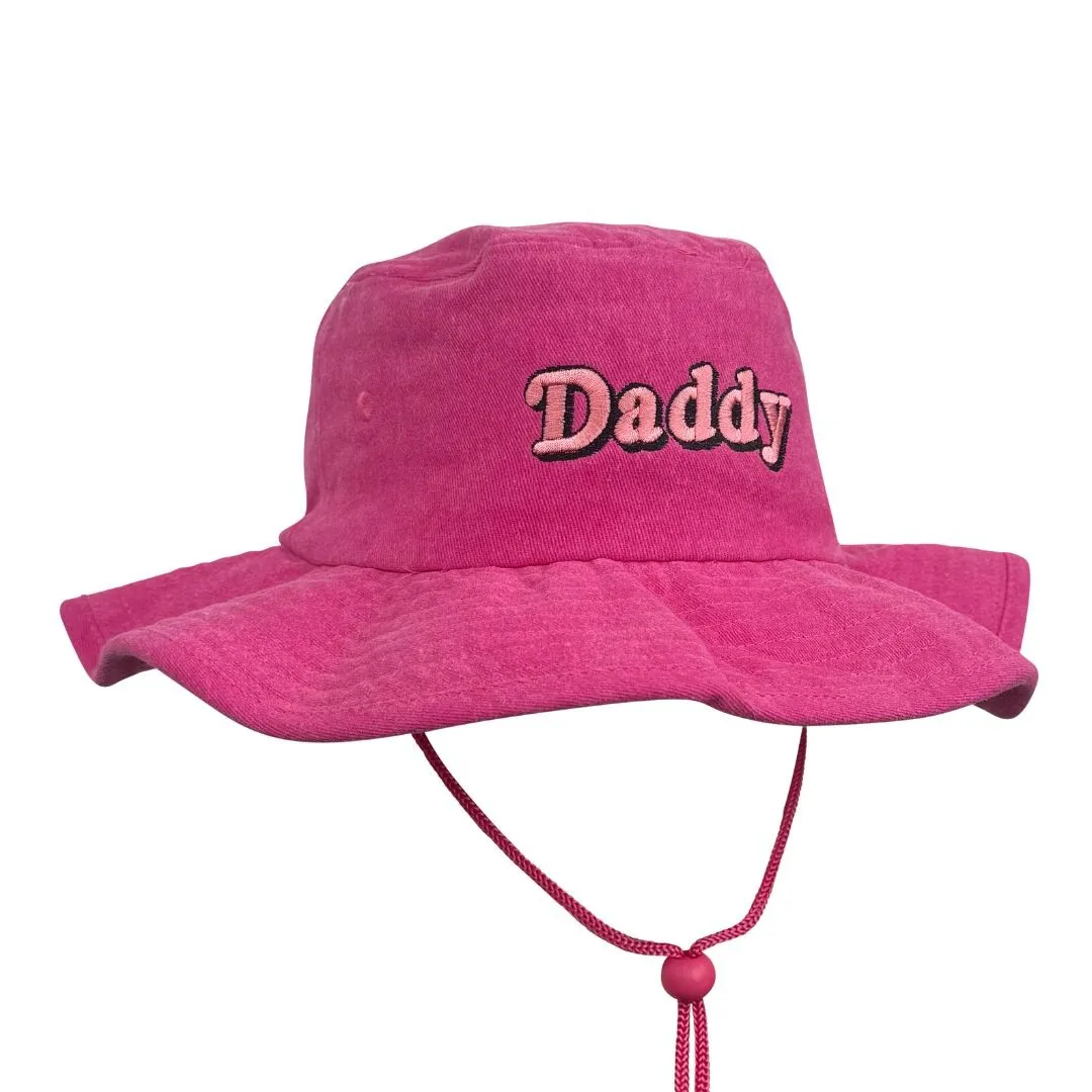 DADDY PINK STONEWASHED WIDE BRIM HAT