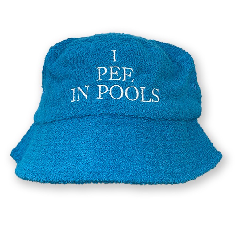 I PEE IN POOLS TERRY TOWEL BUCKET HAT BLUE I PEE IN POOLS TERRY TOWEL BUCKET HAT BLUE