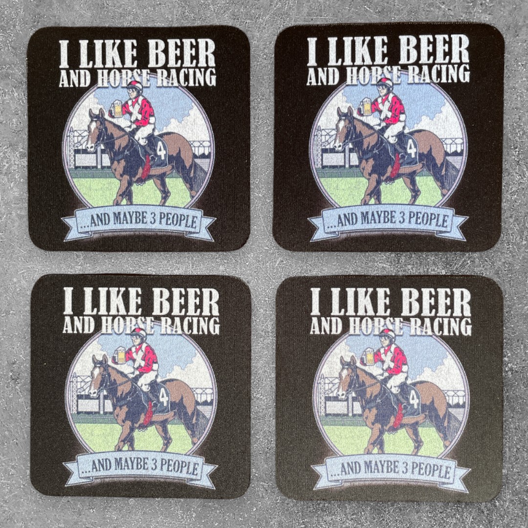 BEER AND HORSE RACING COASTER 4 PACK COMBO BEER AND HORSE RACING COASTER 4 PACK COMBO