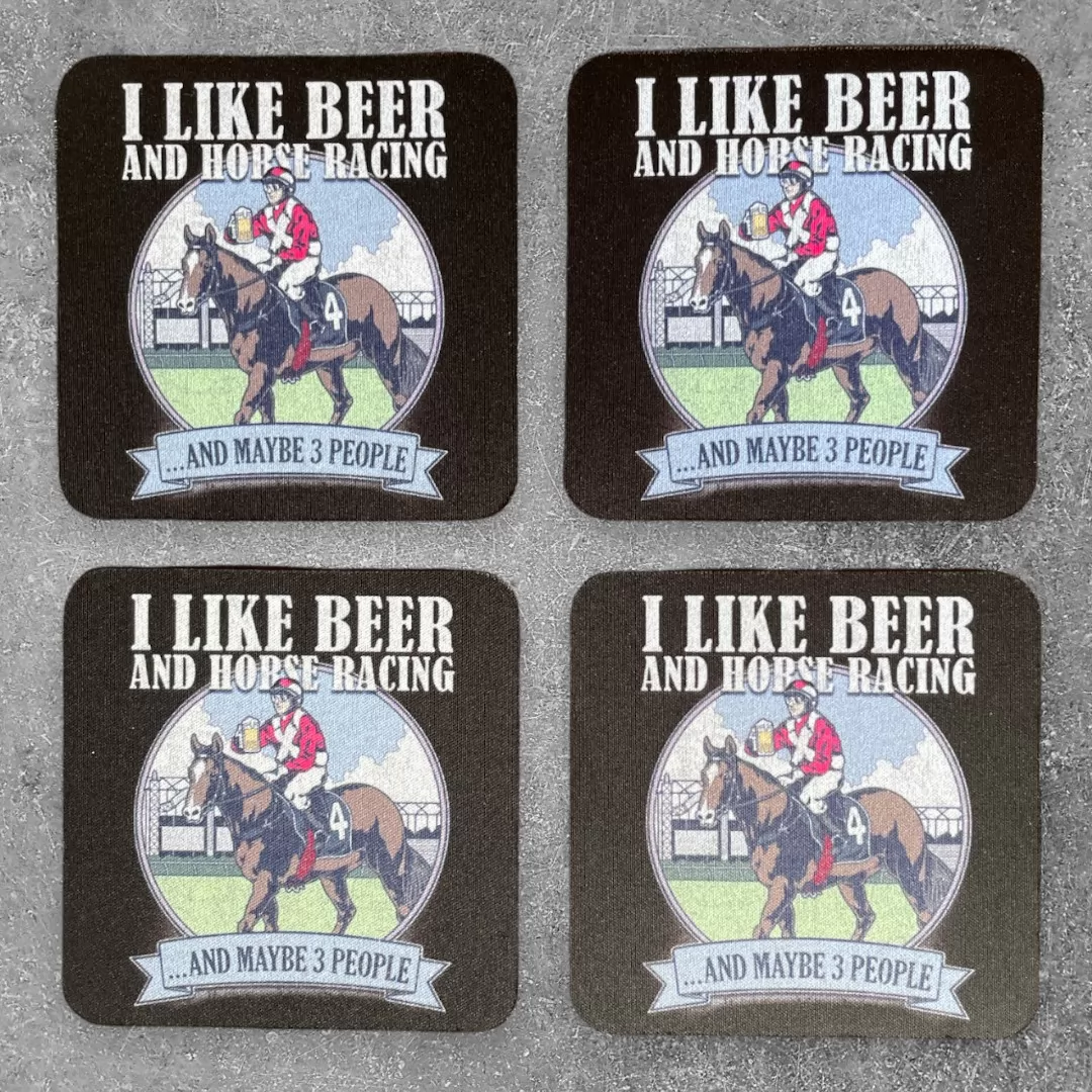 BEER AND HORSE RACING COASTER 4 PACK COMBO