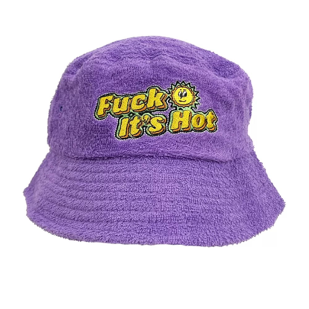 ITS HOT PURPLE TERRY TOWEL BUCKET HAT ITS HOT PURPLE TERRY TOWEL BUCKET HAT